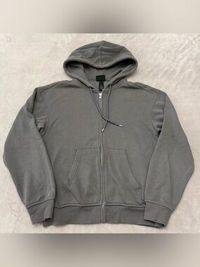 H&M Men's Loose Fit Full Zip Hoodie Charcoal Gray Sweatshirt Size XS